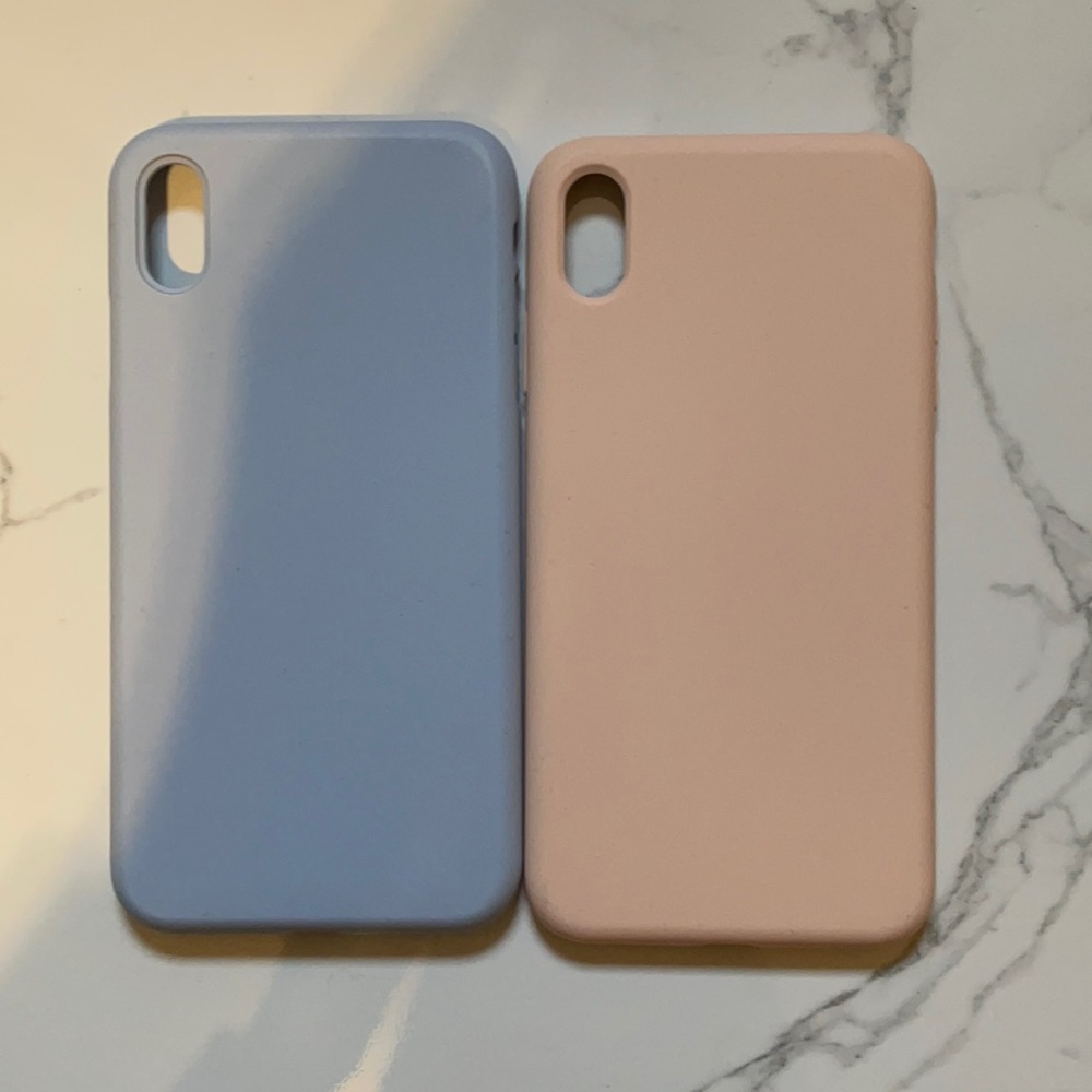 silicone iphone xs max case (x2) pink and blue